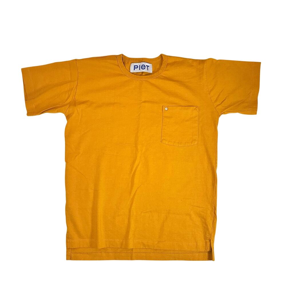 PIET Brazilian Streetwear Boxy Cotton Pocket T-Shirt • Large • Mustard Yellow